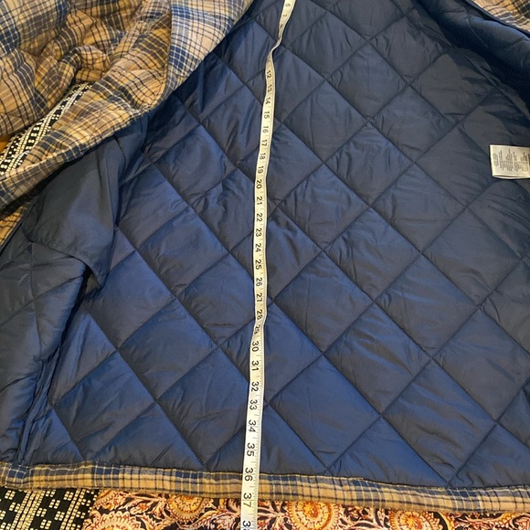 NWT Levi's Quilted Cocoon double breasted lined plaid Coat Sherpa collar medium - Picture 14 of 14